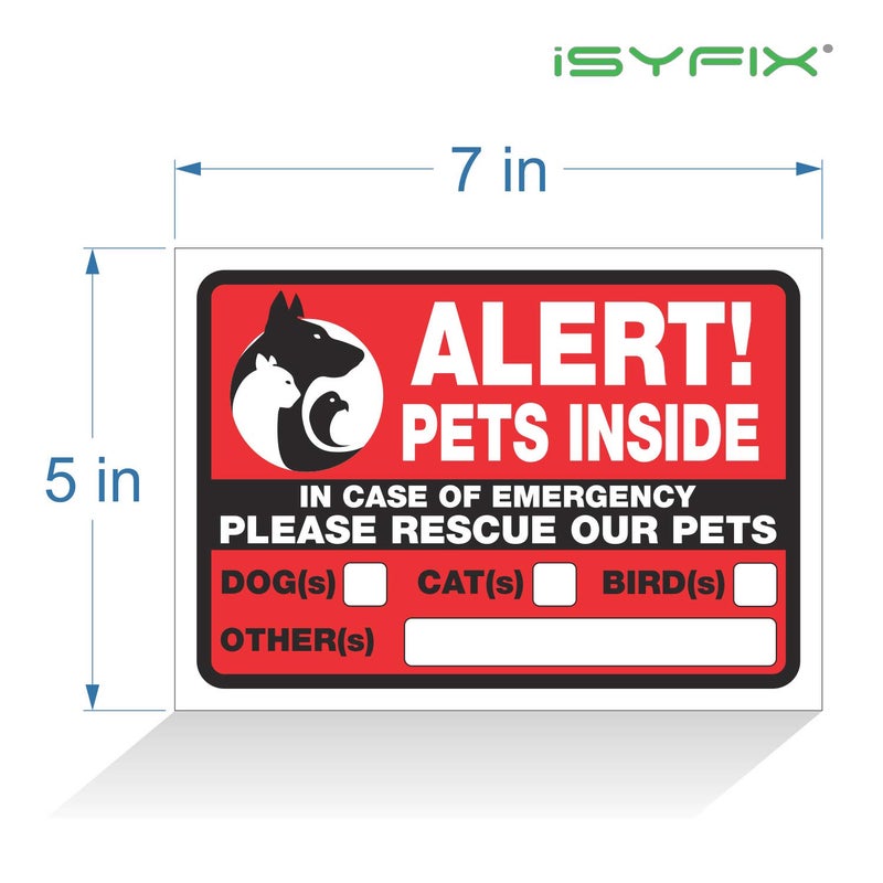 iSYFIX Alert Pets Inside Signs Stickers â€“ 4 Pack 7x5 Inch â€“ Premium Self-Adhesive Vinyl, Laminated for Ultimate UV, Weather, Scratch, Water and Fade Resistance, Indoor and Outdoor - Image 2